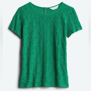 NWT🔥💚Crochet Front Mixed Material Top